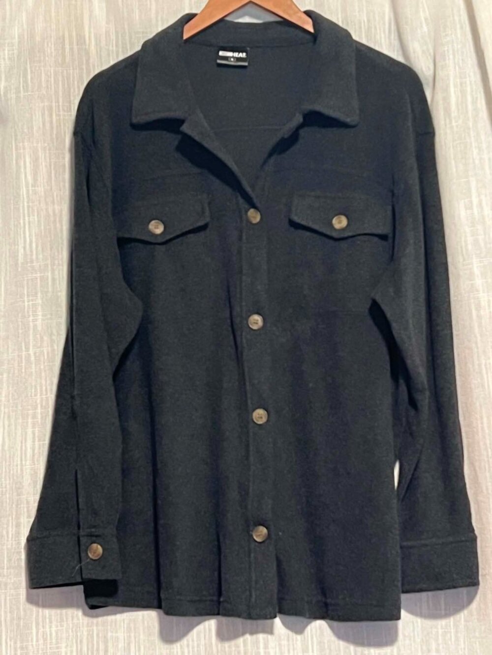 NWOT 32 Degree Heat Shacket Relaxed Fit Heather Black Size XL